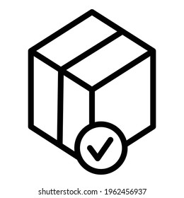 Approved cargo box icon. Outline Approved cargo box vector icon for web design isolated on white background