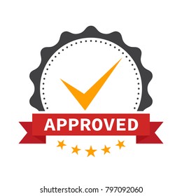 Approved certificate icon with five stars - isolated on white background