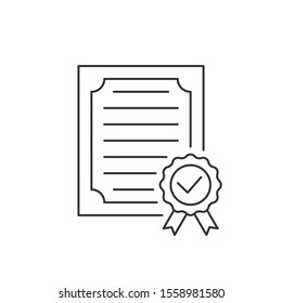 Approved certificate line icon on white background