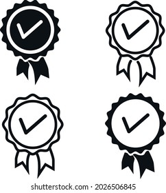 Iconos vectoriales de medallas aprobados o certificados. Emblema. Colección de símbolos. iconos vectoriales.