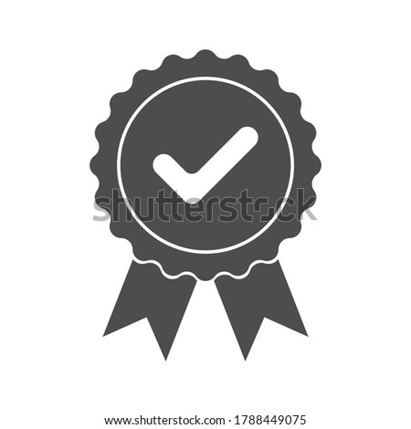 Approved or certification icon. Quality production sign. Match symbol. Confirmatory sign isolated on white background. Vector illustration