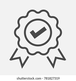 Approved Or Certified Badge Correct Mark Icon Line Vector 