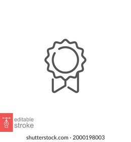 Approved certified medal for award sign. Winner sport award, achievement icon. Guarantee for website design, logo, application. Editable stroke Vector illustration. Design on white background. EPS 10