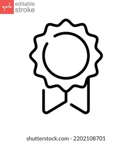 Approved Certified Medal For Award Sign. Winner Sport Award, Achievement Icon. Guarantee For Website Design, Logo, Application. Editable Stroke Vector Illustration. Design On White Background. EPS 10