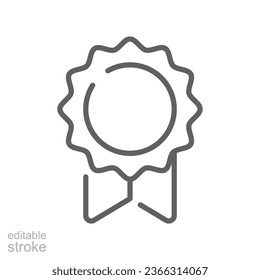 Approved certified medal for award sign. Winner sport award, achievement icon. Guarantee for website design, logo, application. Editable stroke Vector illustration. Design on white background. EPS 10