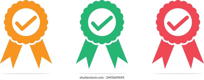 Icono de medalla aprobado o certificado.