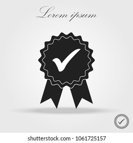Approved or certified medal icon in a flat design. Rosette icon. Award vector eps