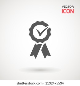 Approved or certified medal icon in a flat design. Rosette icon. Award vector