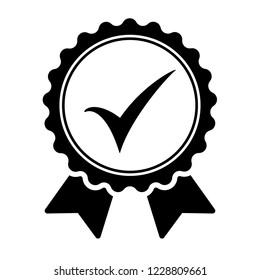 Approved or certified medal icon in flat design