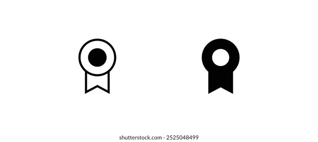Icono de medalla aprobado o certificado en un diseño plano. Icono de la roseta. Vector de premio, signo, símbolo, logotipo, ilustración, movimiento editable, estilo de diseño plano aislado en blanco lineal