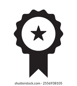 Approved or certified medal icon in a flat style. Rosette icons