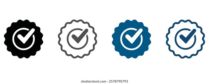 Approved or certified medal icon in a flat style. Vector illustration. Eps 10