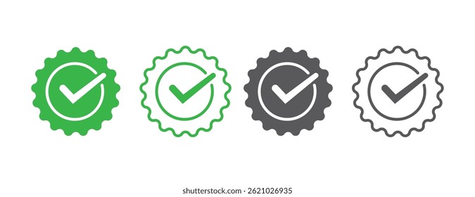 Approved or certified medal icon in a flat style.