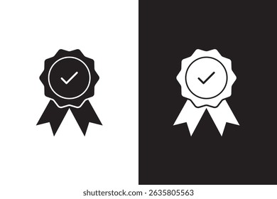 Approved or certified medal icon in a flat design. Rosette icon. Award vector, sign, symbol, logo, illustration, editable stroke, flat design style isolated on white linear