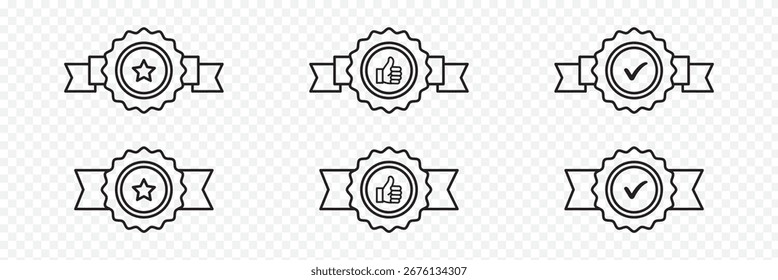 Ícone de medalha aprovado ou certificado em um design plano. Ícone Roseta. Vetor de prêmio. Ícone certificado aprovado. Ícone de selo certificado. eps 10
