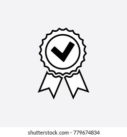 Approved or certified medal icon in a flat design. Rosette icon. Award vector
