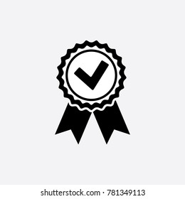 Approved or certified medal icon in a flat design. Rosette icon. Award vector