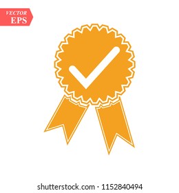 Approved or Certified Medal Icon. Orange color . quality rounded eps 10