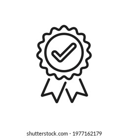 Approved or certified medal icon, Quality premium, Rosette icon. Award symbol, Approval check sign,  Vector illustration.