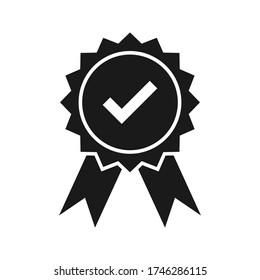 Approved or certified medal icon vector illustration flat style in trendy design. color editable