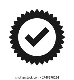 Icono de medalla aprobado o certificado ilustración vectorial estilo plano en el diseño de moda. modificable por color