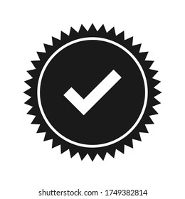 Icono de medalla aprobado o certificado ilustración vectorial estilo plano en el diseño de moda. modificable por color