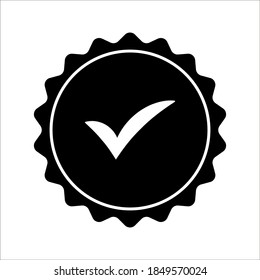 Vector de icono de medalla aprobado o certificado sobre fondo blanco. modificable por color