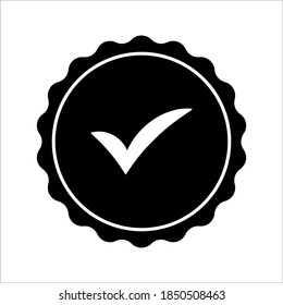 Approved or certified medal icon vector on white background. color editable