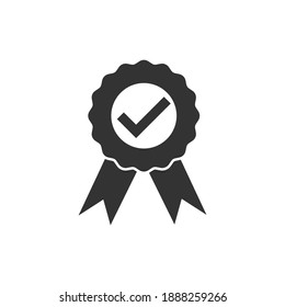 Approved or certified medal icon vector illustration flat style in trendy design. Vector illustration color editable isolated on blank background. Eps 10.
