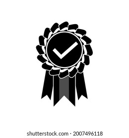 Approved or certified medal icon vector illustration flat style in trendy design. Vector illustration color editable isolated on blank background.