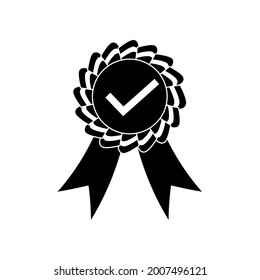 Approved or certified medal icon vector illustration flat style in trendy design. Vector illustration color editable isolated on blank background.