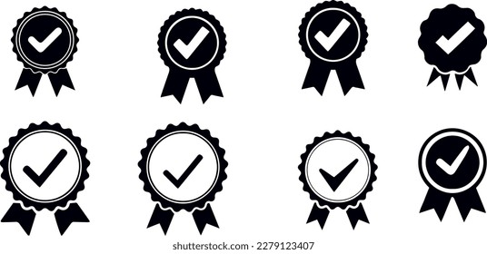 Approved or Certified Medal Icon vector design black and white