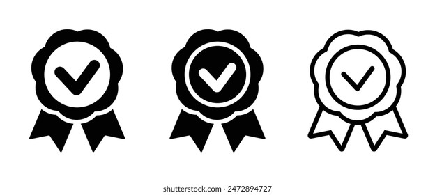 Ilustración vectorial de medallas aprobada o certificada para App de Web, iu y móviles