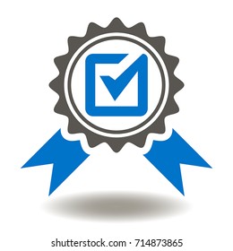 Approved or Certified Medal Icon Vector. Checking Quality Logo Symbol.