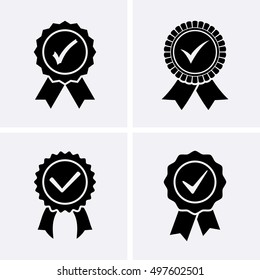 Approved or Certified Medal Icons. Vector set