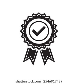 approved or certified medal. Isolated on white background. Flat design vector illustration.