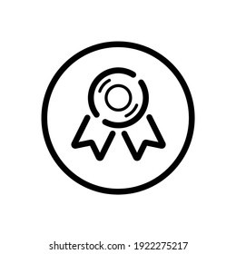 Approved or certified medal. Quality guarantee. Commerce outline icon in a circle. Vector illustration