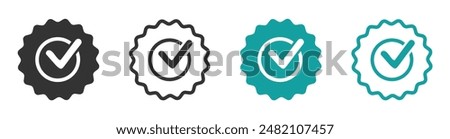 Approved or certified medal vector flat icons. Rosette icon designs