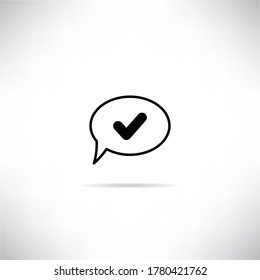 icono de chat aprobado, marca de verificación en la ilustración del vector de mensaje