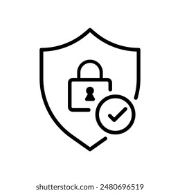 Approved check mark with shield icon For designing websites, logos, apps, templates safety signs.