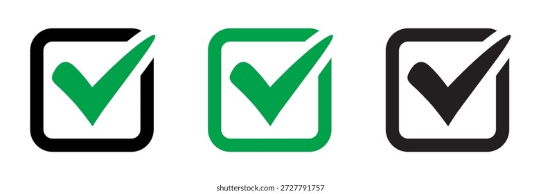 Conjunto de iconos de marca de verificación aprobados para interfaz de usuario y Diseño web