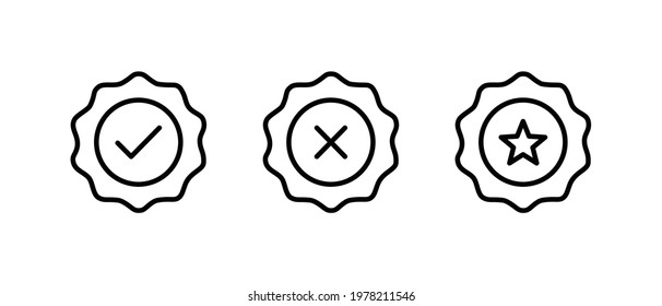 Approved check Marx icon , Approved or Certified Medal Icon vector