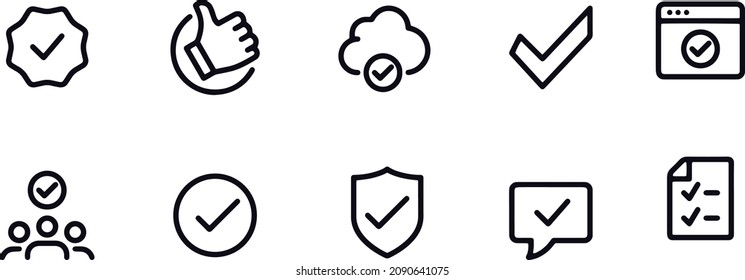 Diseño vectorial de iconos aprobados y controlados 