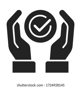 Approved checklist black glyph icon. Check mark list, office organization briefings or questionnaire checkbox concept. Sign for web page, mobile app. Vector isolated object