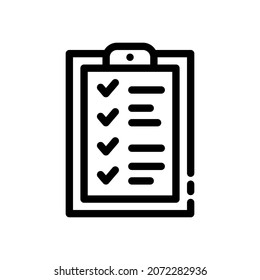 Approved checklist color line icon. Check mark list, office organization briefings or questionnaire checkbox concept. Sign for web page, mobile app. Vector isolated object.