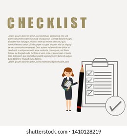 Approved checklist  landing page concept.  Confirmed sign, report symbol. Quality design element.