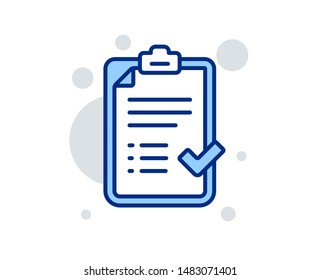 Approved checklist line icon. Accepted or confirmed sign. Report symbol. Linear design sign. Colorful approved checklist icon. Vector