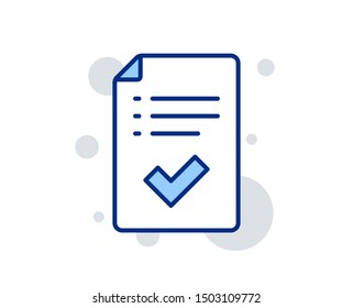 Approved checklist line icon. Accepted or confirmed sign. Report symbol. Linear design sign. Colorful approved checklist icon. Vector