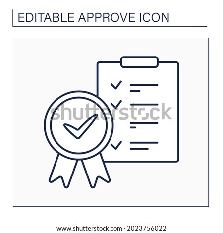 Approved checklist line icon. Roster of pre-vetted investments. Approved legal lists. Confirmed concept. Isolated vector illustration. Editable stroke