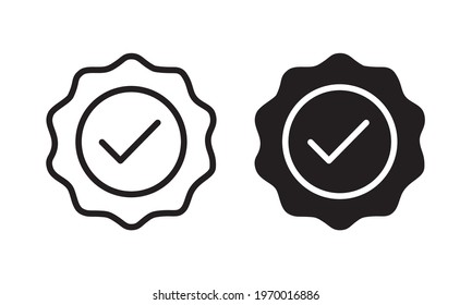 Approved checkmark vector icon, Approved or Certified Medal Icon vector